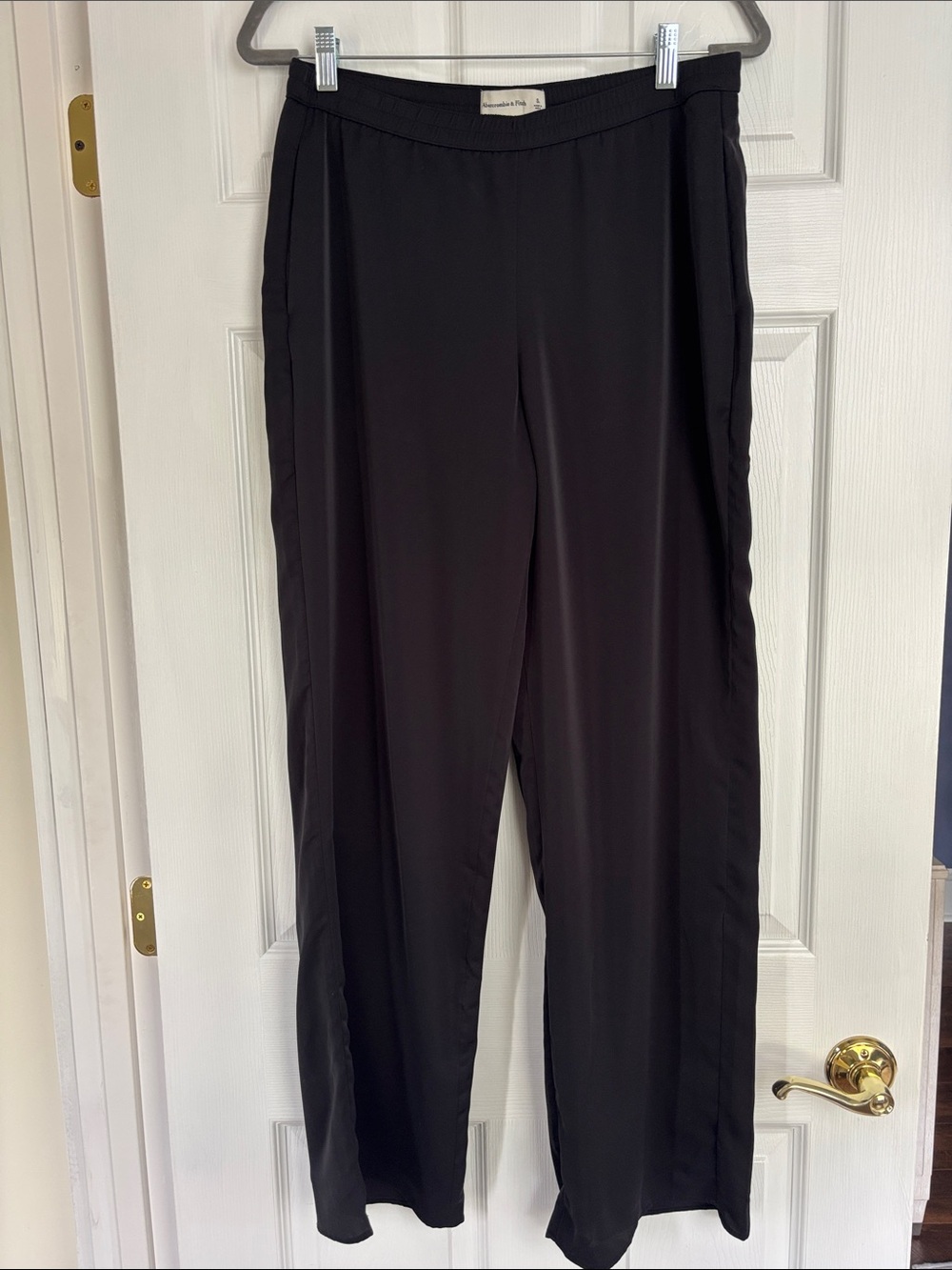 Abercrombie & Fitch Black Wide-Leg Pull-On Pants